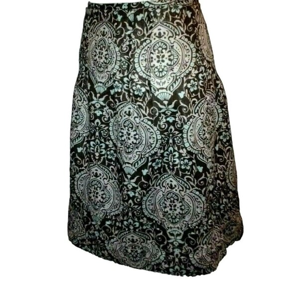 Ann Taylor Petite Womens Skirt Size 0P Lined Side Zipper Flared Brown Paisley - Picture 9 of 11